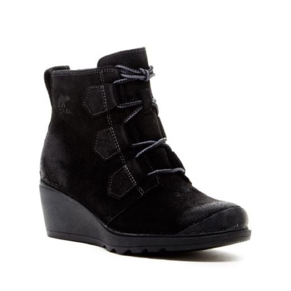 Sorel Toronto Waterproof Black Lace-up Wedge Boot Suede Women's US 10